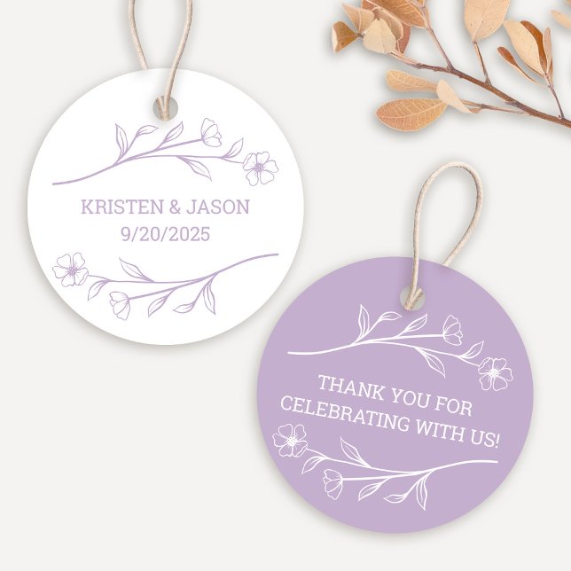 Wildflower Monogram Wedding Tag in Lilac (Wildflower Monogram Wedding Tag in Lilac)