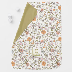 Wildflower Monogrammed Baby Blanket