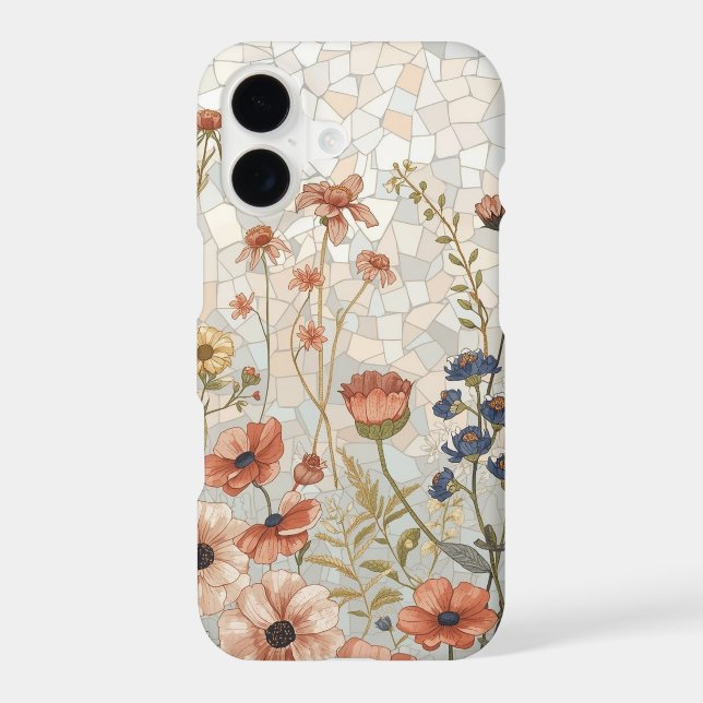 Wildflower Mosaic Stained Glass Botanical Floral   iPhone Case (Back)