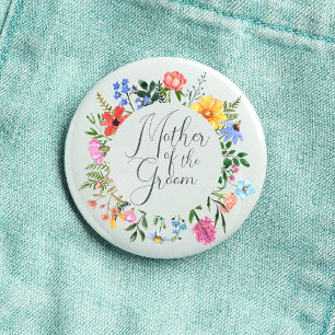 Wildflower Mother of the Groom Script Wedding Button