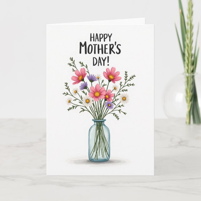 Wildflower Mothers Day Bouquet Card (Front)