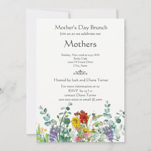 Wildflower Mothers Day Brunch Holiday Invitation