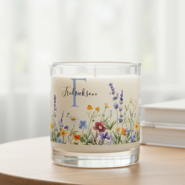 Wildflower Mother's Day Cottagecore Garden Scented Candle (Realtor Closing Gift Wildflower Monogram Candle)