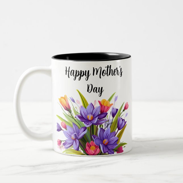  Wildflower Mother's Day gift for mom with message Two-Tone Coffee Mug (Left)