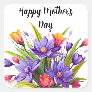 Wildflower Mother's Day Square Sticker