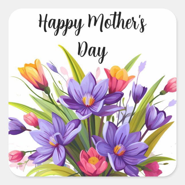  Wildflower Mother's Day  Square Sticker (Front)