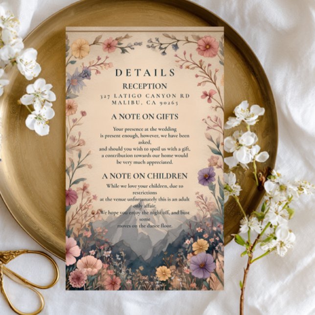 Wildflower Mountain Botanical Wedding Enclosure Card (Creator Uploaded)