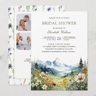Wildflower Mountain Meadow QR Code Bridal Shower Invitation