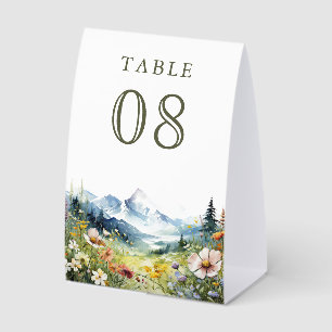 Wildflower Mountain Meadow Wedding Table Number Paper Table Tent