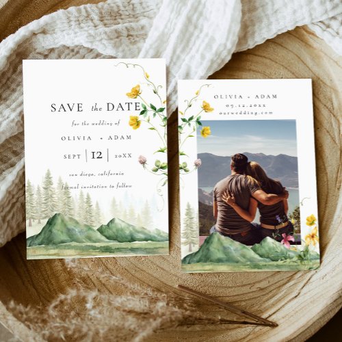 Wildflower Mountain Photo Flat Save The Date Card