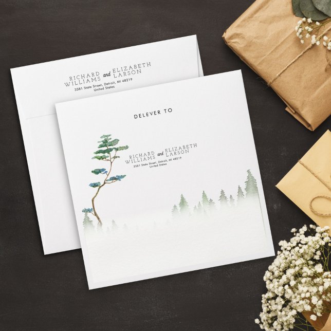 Wildflower Mountain Watercolor Wedding Envelope (Creator Uploaded)