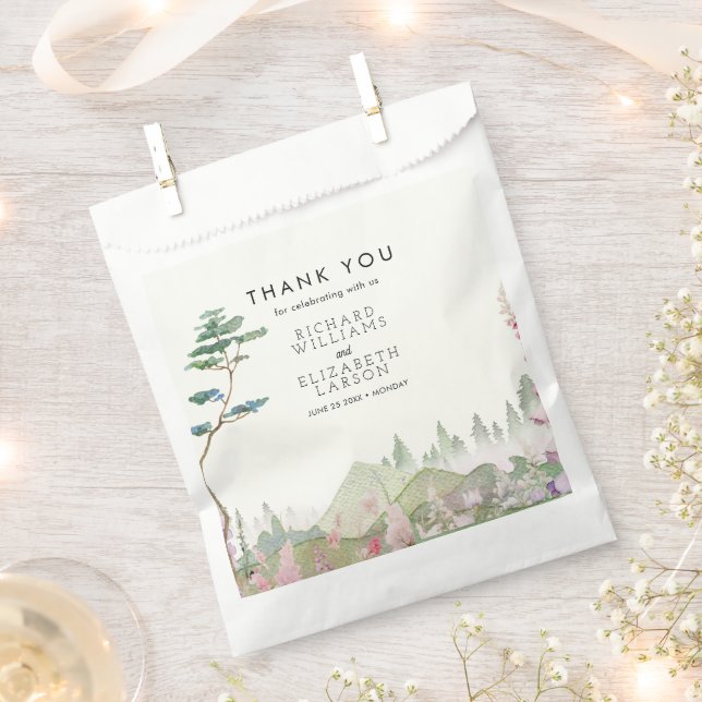 Wildflower Mountain Watercolor Wedding Favor Bag (Clipped)
