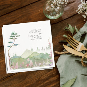 Wildflower Mountain Watercolor Wedding Napkins