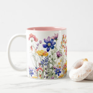 Wildflower Mug, Flower Cup, Floral Coffee Cup  