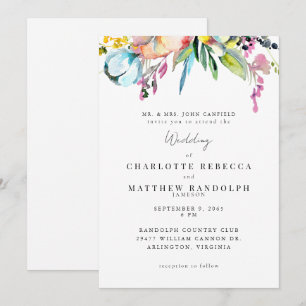 Wildflower Multicolor Floral Bride Parents Wedding Invitation