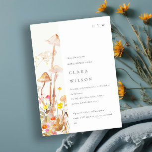 Wildflower Mushroom Autumn Botanical Bridal Shower Invitation