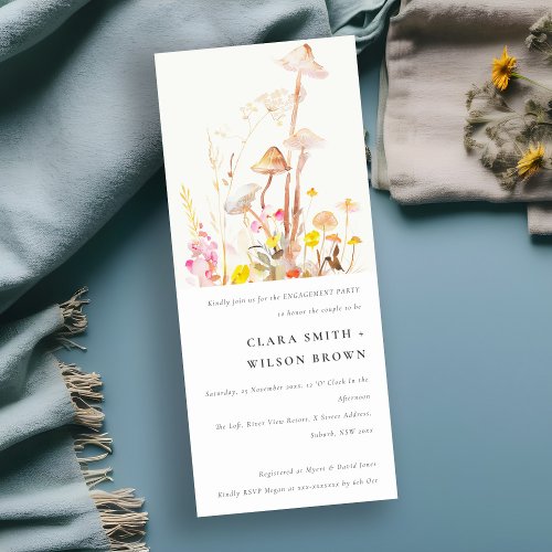 Wildflower Mushroom Autumn Botanical Engagement Invitation