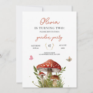 Wildflower Mushroom Birthday Invite, Garden Party Invitation