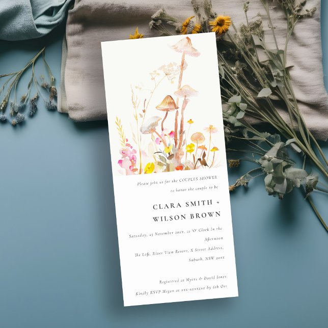 Wildflower Mushroom Fall Botanical Couples Shower Invitation (Creator Uploaded)