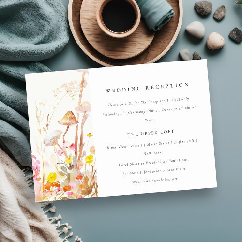 Wildflower Mushroom Fall Leafy Wedding Reception Enclosure Card