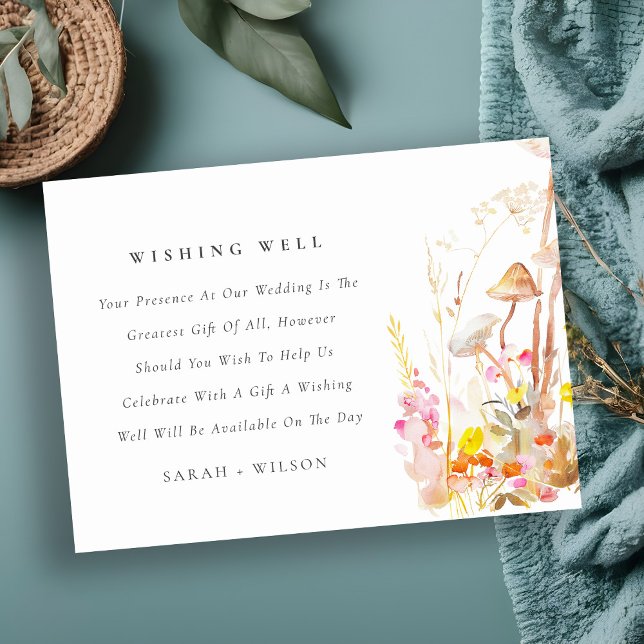Wildflower Mushroom Fall  Wedding Wishing Well Enclosure Card (Creator Uploaded)