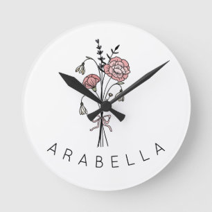 Wildflower Name Round Clock
