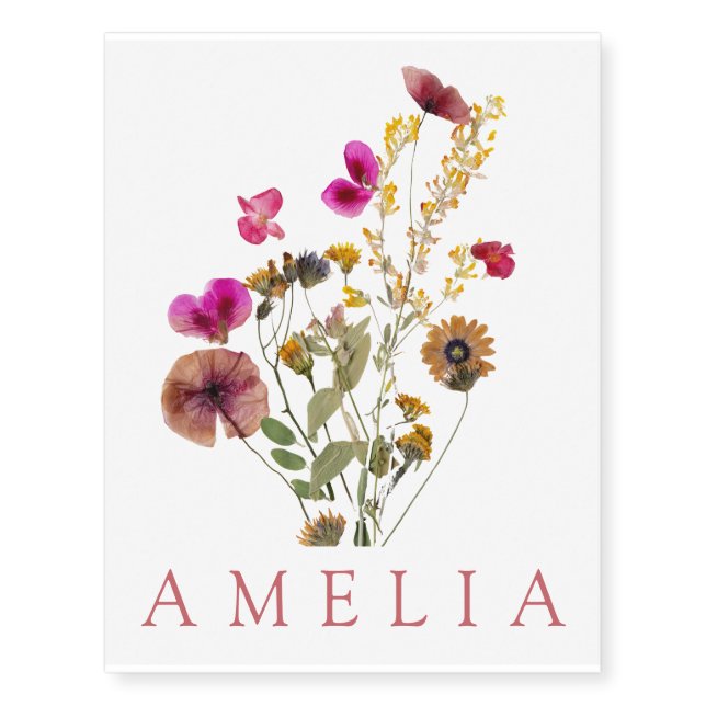 Wildflower  Name  Temporary Tattoos (Front)
