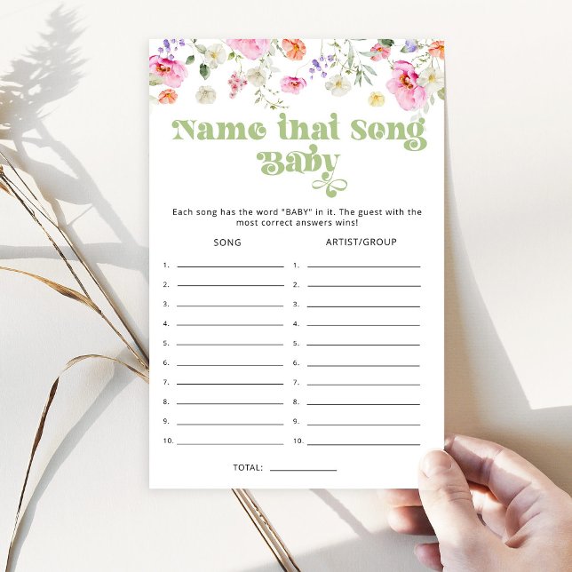 Wildflower Name that song baby shower game (Creator Uploaded)