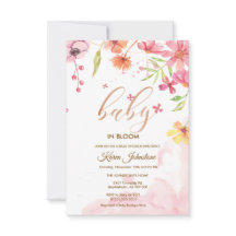 Wildflower Natural Bloom Frame Invite Baby Shower