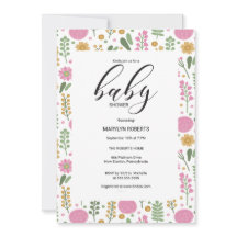 Wildflower Natural Bloom Frame Invite Baby Shower