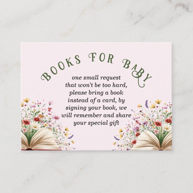 Wildflower New Chapter Baby Shower Books For Baby Enclosure Card (Front)