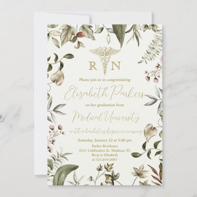 Wildflower Nursing Graduation Party RN  Invitation (Front)