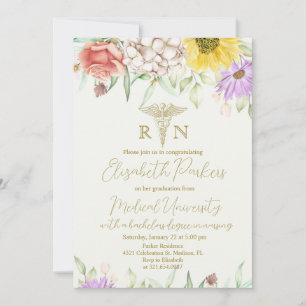 Wildflower Nursing Graduation Party RN  Invitation