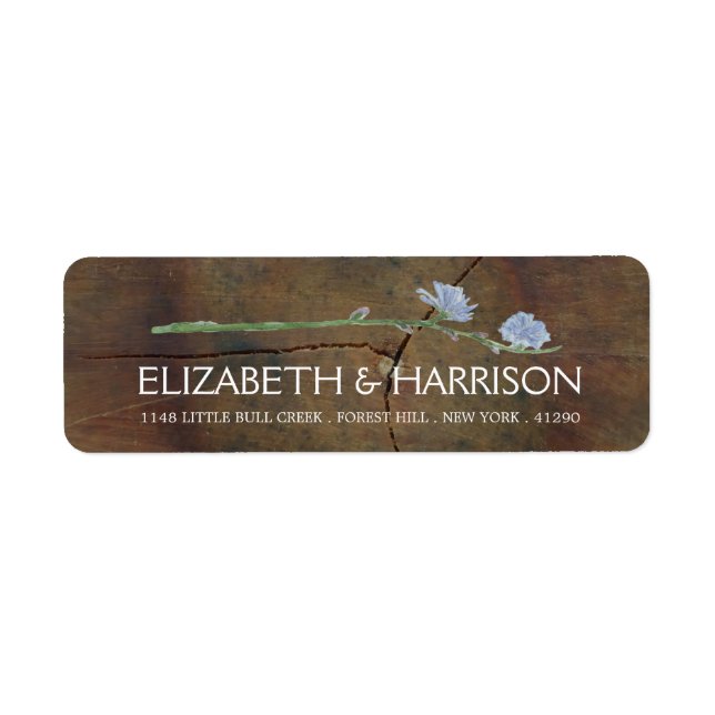 Wildflower Oak Wood Wedding Label (Front)