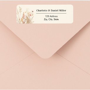 Wildflower off-white pink return address label