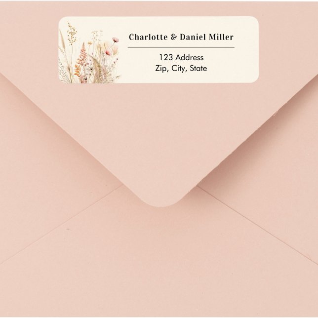 Wildflower off-white pink return address label (Creator Uploaded)