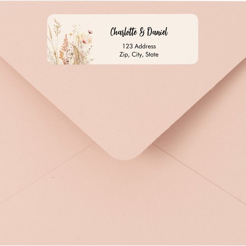 Wildflower off_white pink script return address label