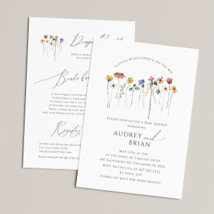 Wildflower On The Way   All in One Baby Shower Invitation
