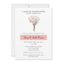 Wildflower on the way baby shower invitation