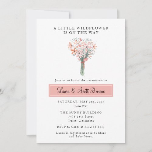Wildflower on the way baby shower invitation