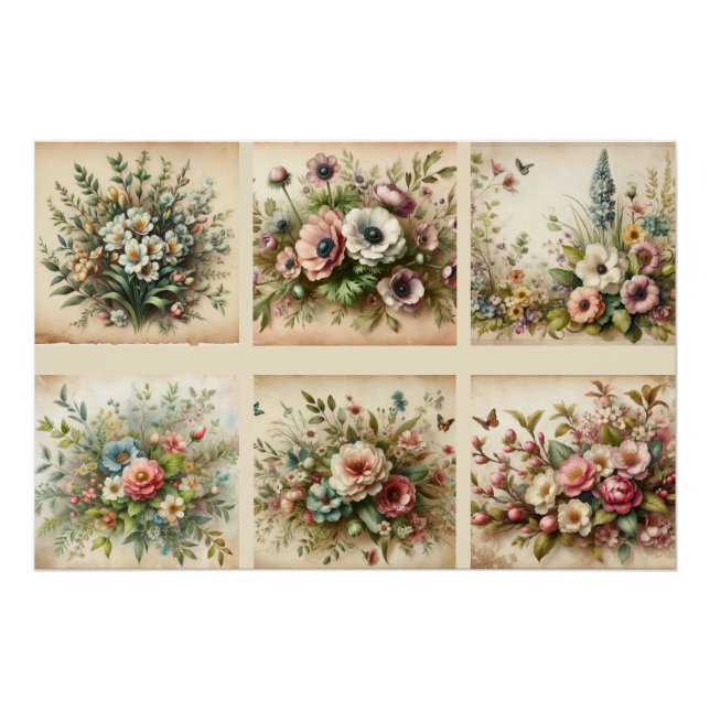 Wildflower on vintage distressed background poster (Front)