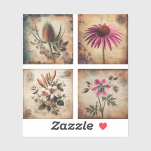 Wildflower on vintage distressed background sticker