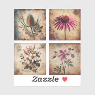 Wildflower on vintage distressed background sticker