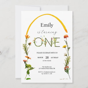 Wildflower ONE 1st Birthday Invitation