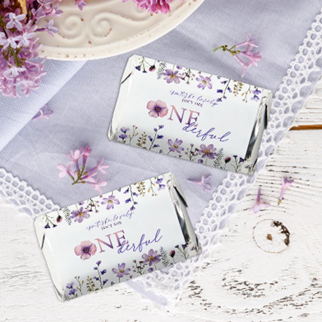 Wildflower Onederful 1st Birthday Candy Wrappers Hershey's Miniatures (Personalized Candy Favors)