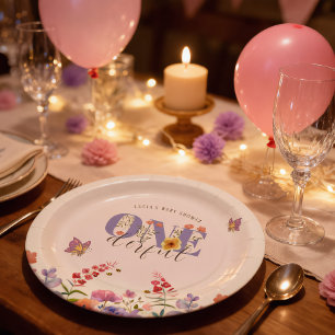 Wildflower Onederful Butterfly 1st Birthday Custom Paper Plates