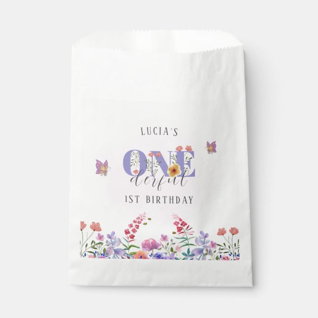 Wildflower Onederful Butterfly And Bees Favor Bag (Front)