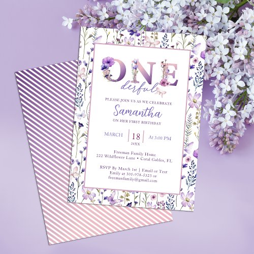 Wildflower Onederful Floral 1st Birthday  Invitation