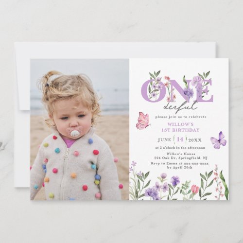 Wildflower Onederful Floral First Birthday Invitation