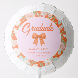 Wildflower Orange Gingham Bow Graduation Party Balloon